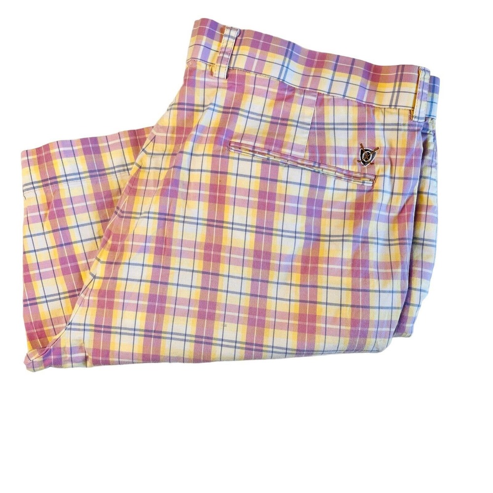 Oxford Golf Stretch Shorts Mens Classic Plaid Golf Walking Casual Size 36